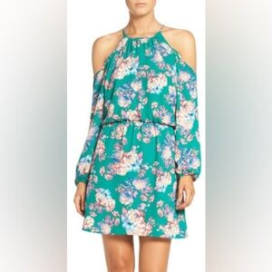 Nordstrom Charles Henry cold shoulder spring floral dress L